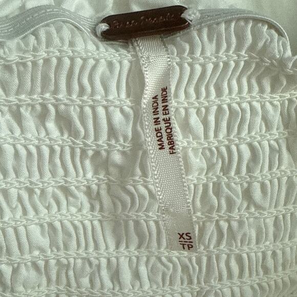 Free People Lilah Strapless Pleated Smocked Button Midi Dress White Size XS - Picture 16 of 16